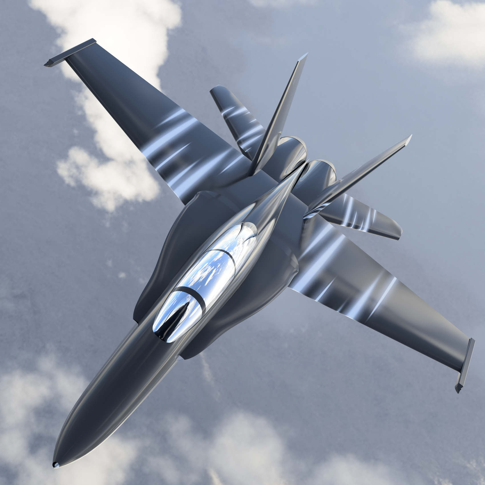 Hornet study from above, reflections running along the wing