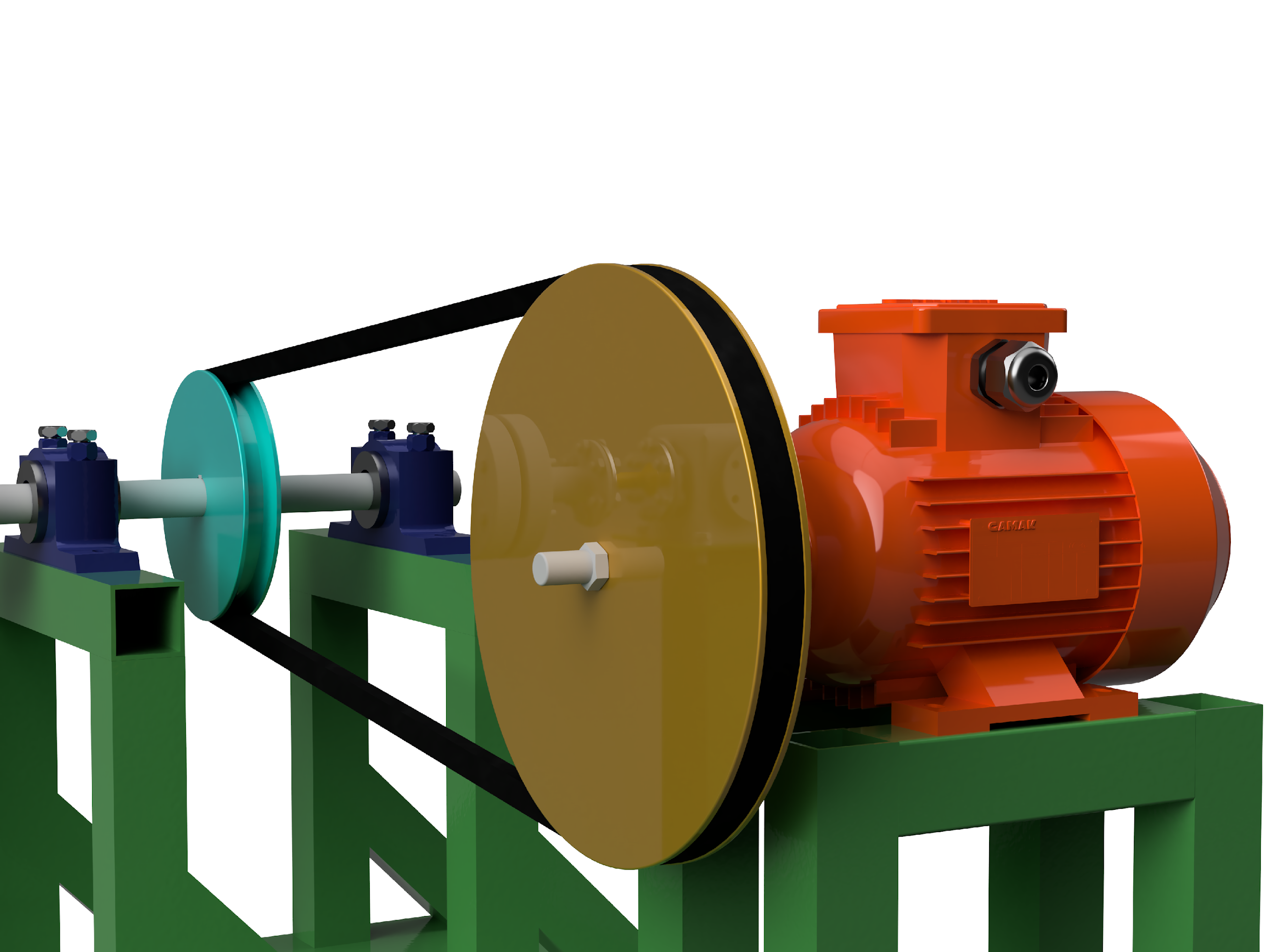 V-belt drive on the rig structure