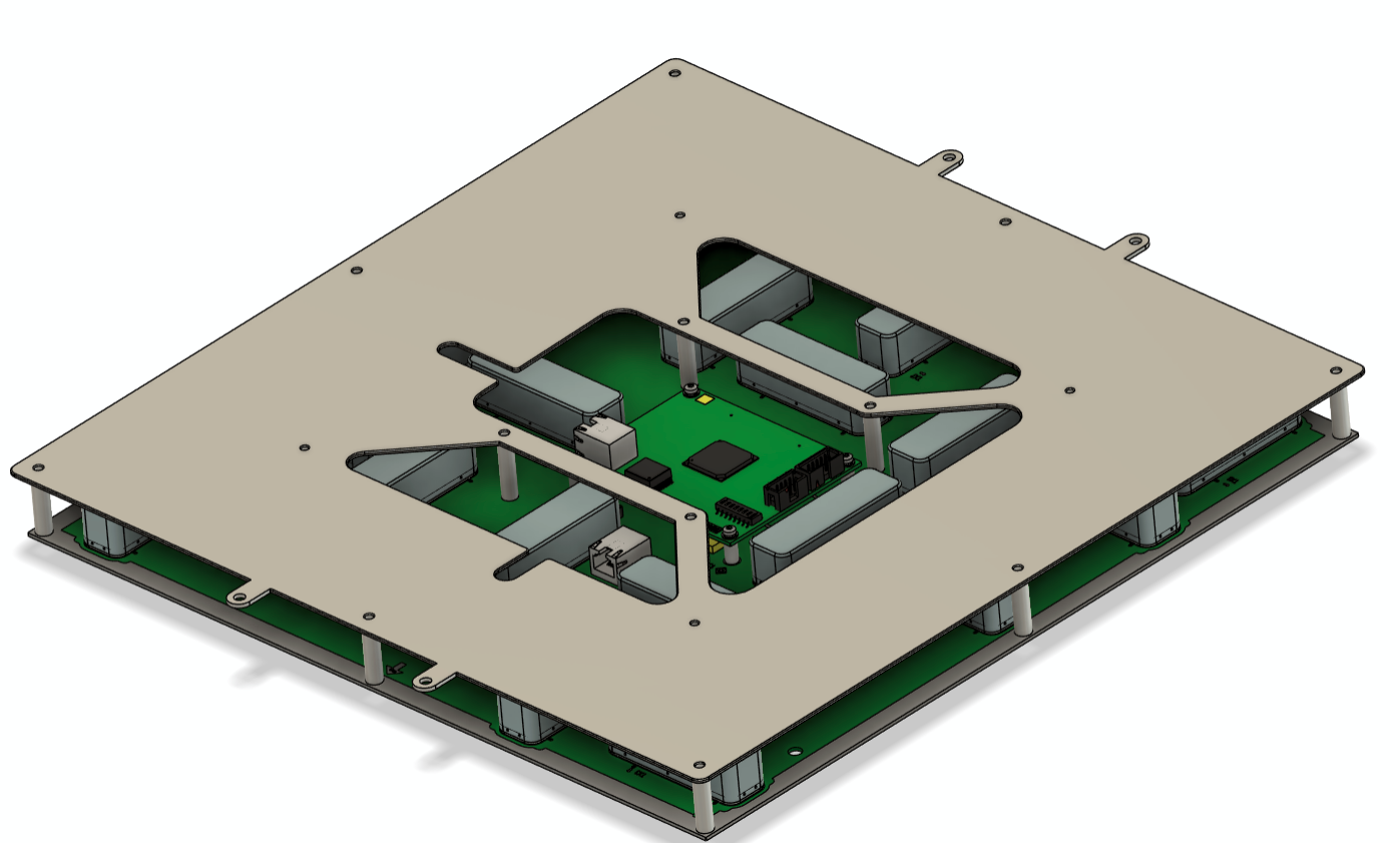 Front-end board mount plate with PCB standoffs