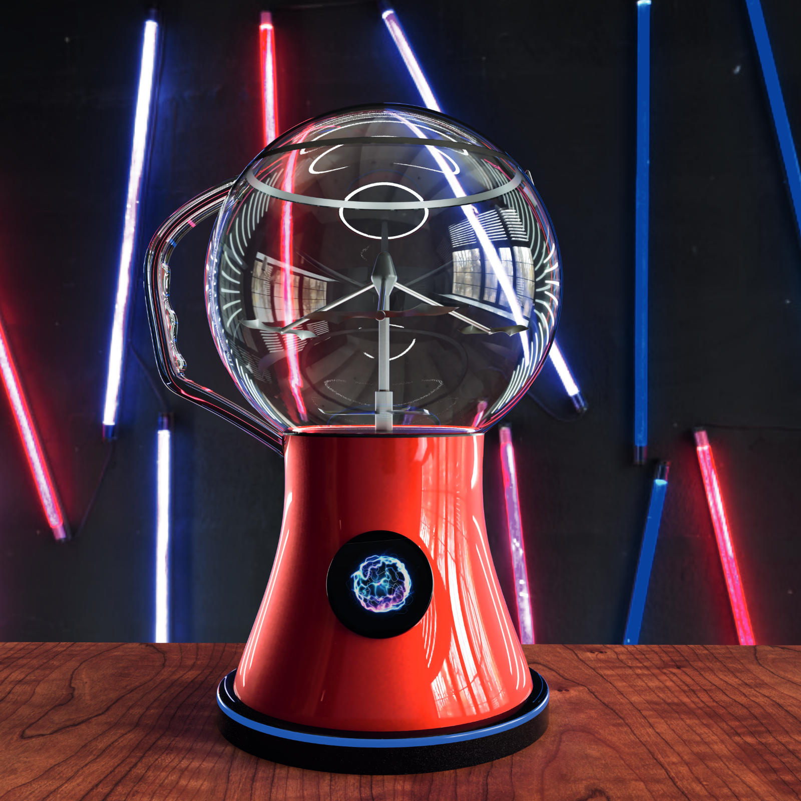 Vortège on a wooden counter under neon tubes